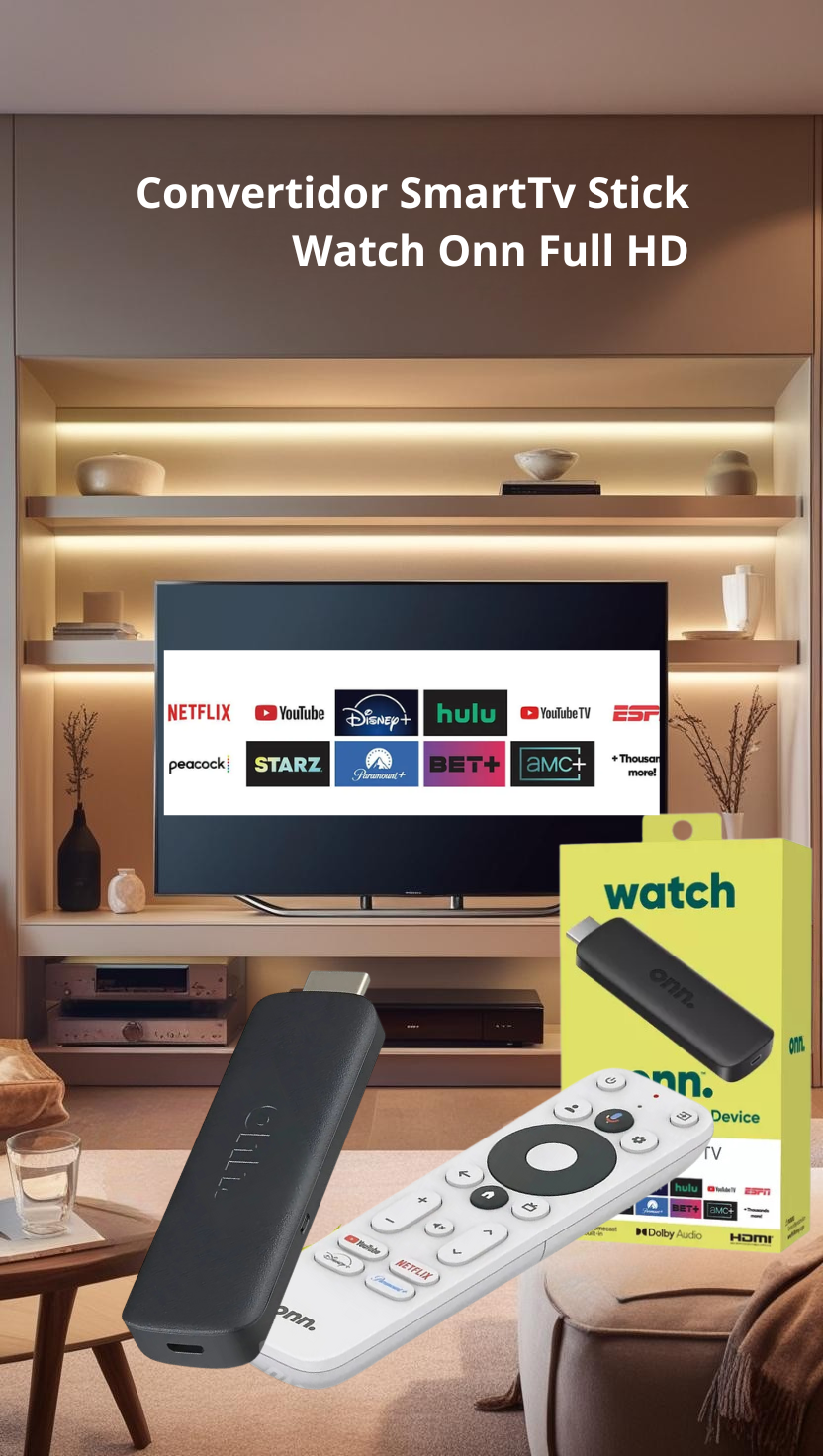 Onn TV FHD Streaming Stick Con Google TV Color Negro
